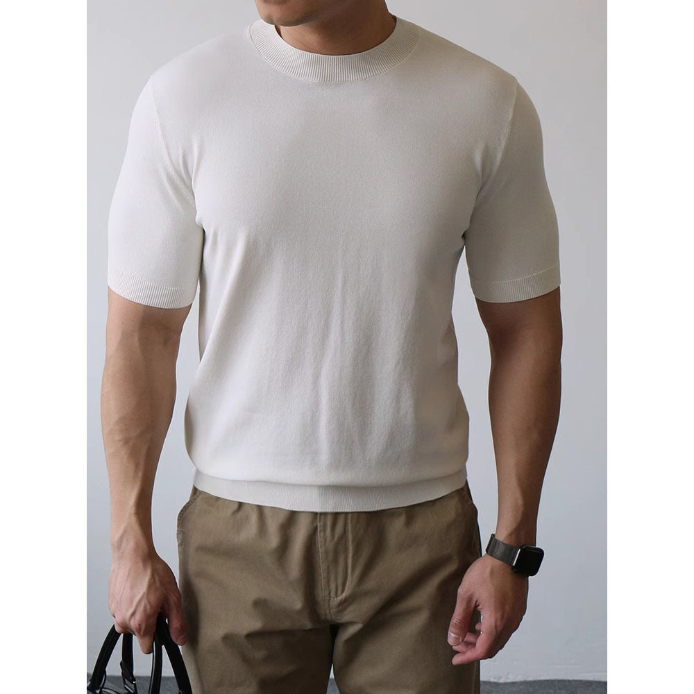 Men's high-neck knit T-shirt
